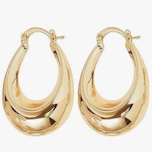 Gold Chunky oblong hoop earrings